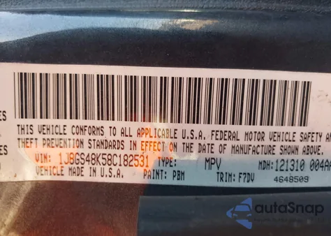 2008 Jeep Grand Cherokee Laredo из США, поврежденный, VIN 1J8GS48K58C182531